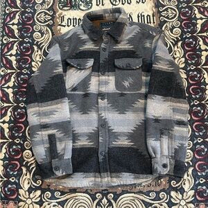 JACHS NEW YORK Geometric Jacquard Wool Blend Sherpa
Lined Shirt Jacket